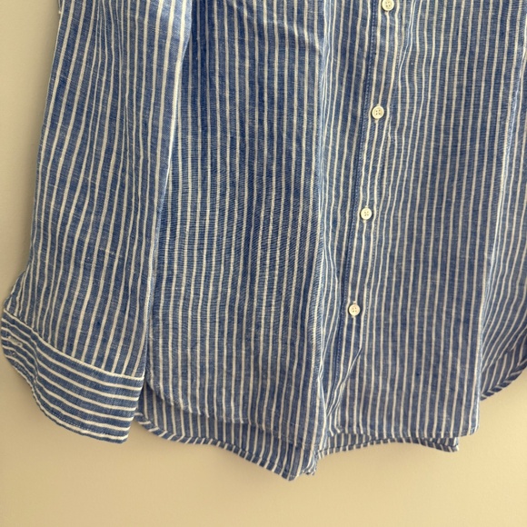 J MCLAUGHLIN BRITT BUTTON UP SHIRT LINEN STRIPED NAUTICAL COASTAL GRANDMA XS - Picture 5 of 10